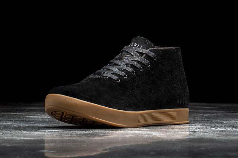 Black Nobull Dark Gum Suede Mid Men\'s Trainers | CA X1355Y